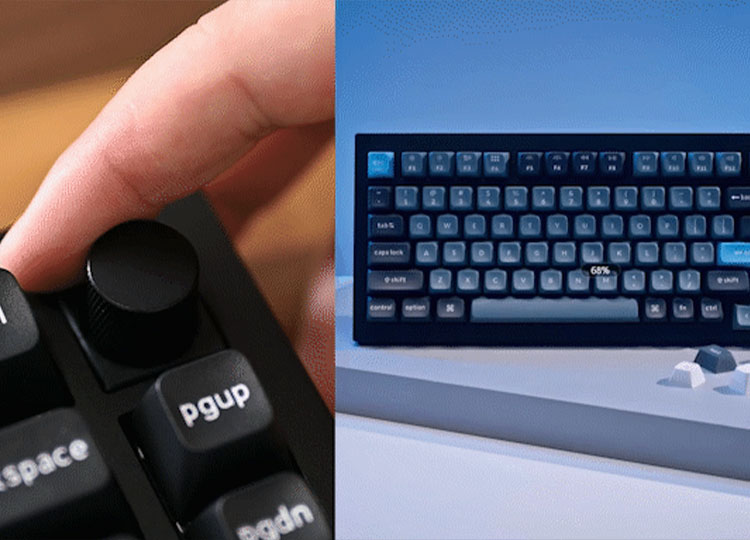 Keychron Grey Q1 Pro Wireless RGB Backlight Brown Knob Switch 65% Mechanical Keyboard, US Layout